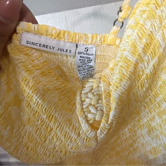 Revolve Sincerely Jules Yellow Spaghetti Strap Floral Flare Leg Jumpsuit - Picture 8 of 9